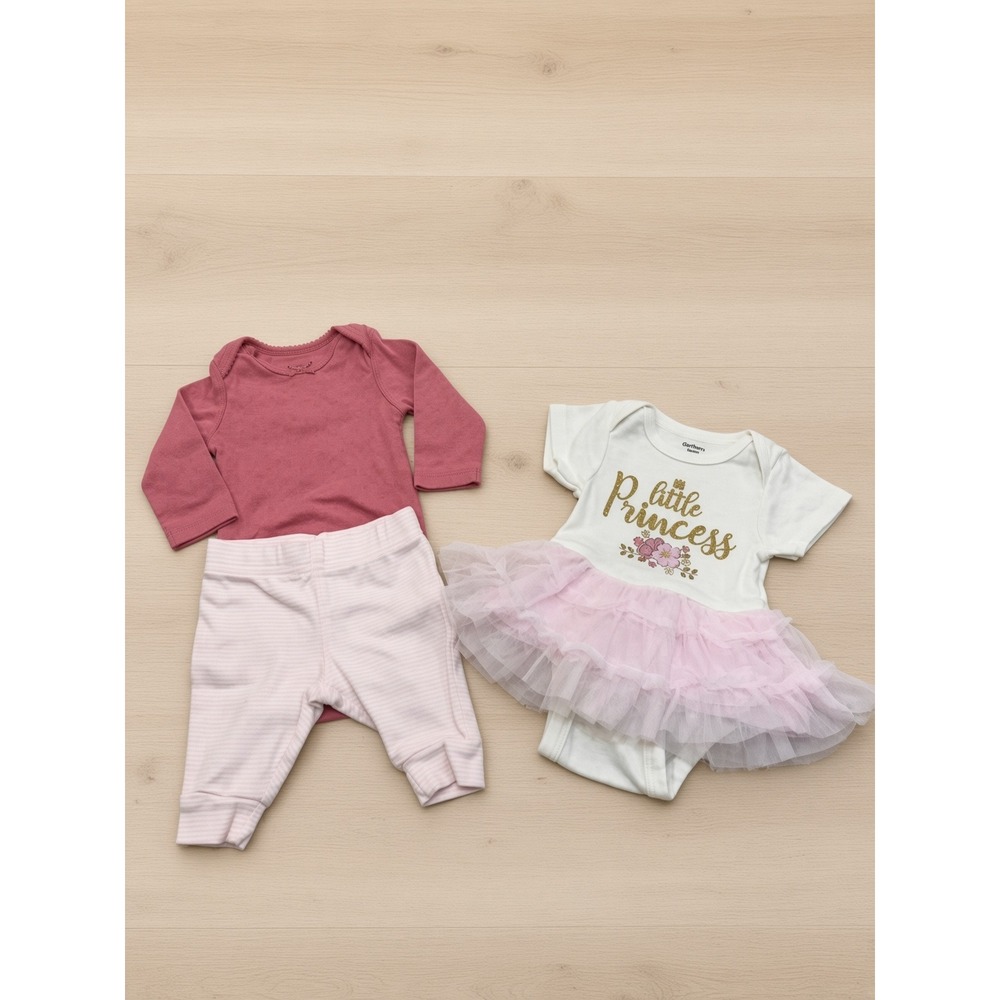 Gerber Little Princess Tutu Bodysuit & Carters Pointelle Top Leggings Set NB